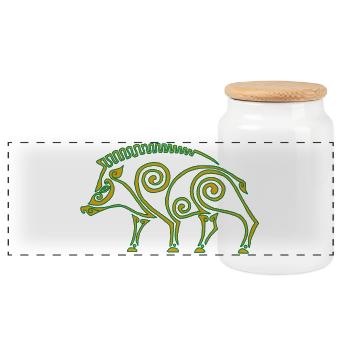 Sanglier celte - Boîte à biscuits avec couvercle en bois - blanc - Devant