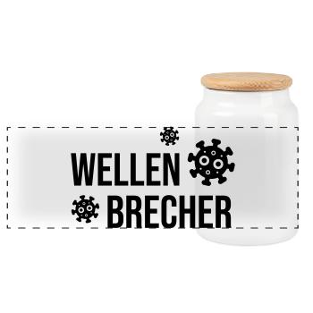 Wellenbrecher - Wort des Jahres 2021 - Panorama Keksdose mit Holzdeckel - Weiß - Vorne