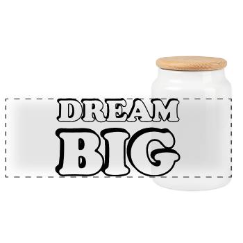 Dream Big Bold Typographie - Boîte à biscuits avec couvercle en bois - blanc - Devant