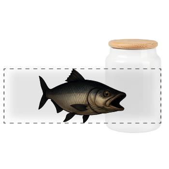 Detaillierter Fisch für Angler - Panorama Keksdose mit Holzdeckel - Weiß - Vorne