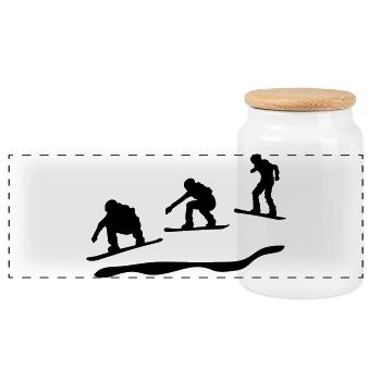 Snowboard rennen - Panorama Keksdose mit Holzdeckel - Weiß - Vorne