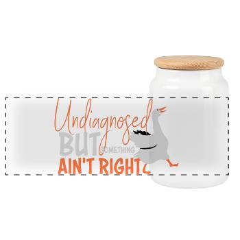 Undiagnosed But Something Ain't Right Goose Duck - Panoramic Cookie Jar with Wooden Lid - white - Front