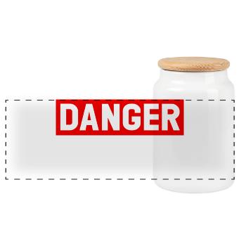Danger Prout Without Warning - Panoramic Cookie Jar with Wooden Lid - white - Front
