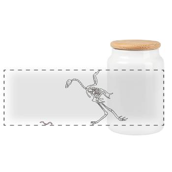 Skeleton Hen - Panoramic Cookie Jar with Wooden Lid - white - Front