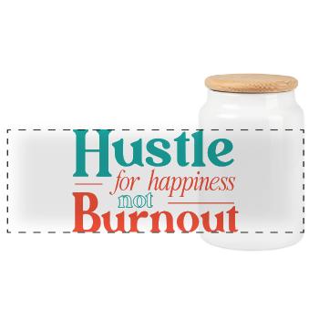 Strebe nach Glück, nicht nach Burnout. - Panorama Keksdose mit Holzdeckel - Weiß - Vorne