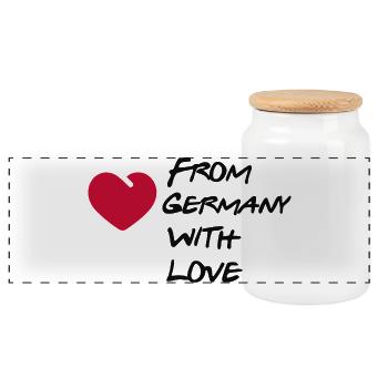 From Germany with Love - Panoramic Cookie Jar with Wooden Lid - white - Front