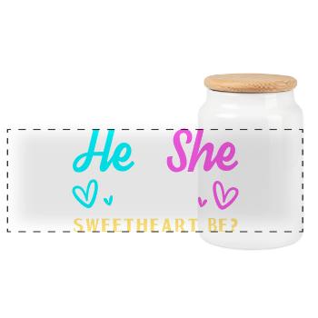 Gender Reveal Valentine's Day Parents-to-be - Panoramic Cookie Jar with Wooden Lid - white - Front