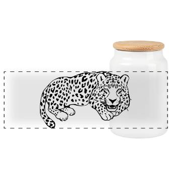 Leopard weiß Katzenshirt Leparden T-shirt Geschenk - Panorama Keksdose mit Holzdeckel - Weiß - Vorne