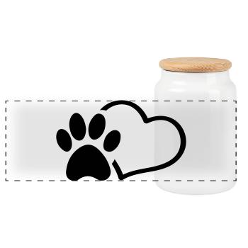 Paw Heart - Panoramic Cookie Jar with Wooden Lid - white - Front
