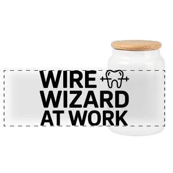 WIRE WIZARD BEI DER ARBEIT Zahnarzthelferin Professional - Panorama Keksdose mit Holzdeckel - Weiß - Vorne