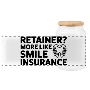 Smile Insurance Retainer Life Design - Panoramic Cookie Jar with Wooden Lid - white - Front