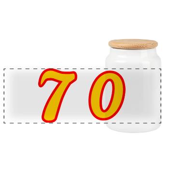 70. 70 YEARS. 70th ANNIVERSARY. 70 YEARS ANNIVERSARY. - Panoramic Cookie Jar with Wooden Lid - white - Front