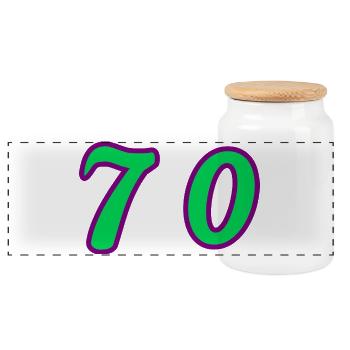 70. 70 YEARS. 70th ANNIVERSARY. 70 YEARS ANNIVERSARY. - Panoramic Cookie Jar with Wooden Lid - white - Front