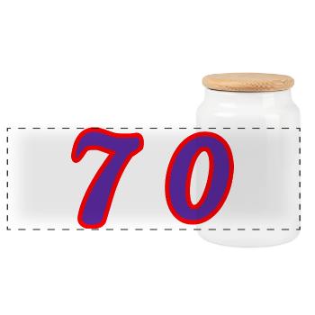 70. 70 JAHRE. 70-JÄHRIGES JUBILÄUM. 70-JÄHRIGES JUBILÄUM. - Panorama Keksdose mit Holzdeckel - Weiß - Vorne