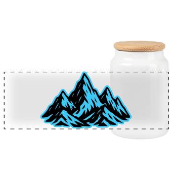 Mountains Summit Icon - Panoramic Cookie Jar with Wooden Lid - white - Front
