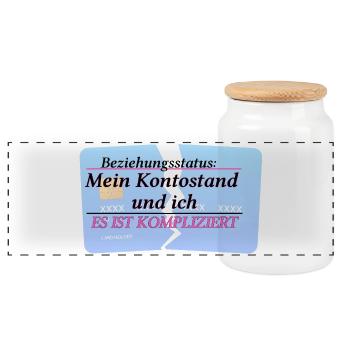 My Account Balance & Me – It's Complicated - Panoramic Cookie Jar with Wooden Lid - white - Front
