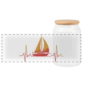 Cœur de la navigation au coucher du soleil - Boîte à biscuits avec couvercle en bois - blanc - Devant