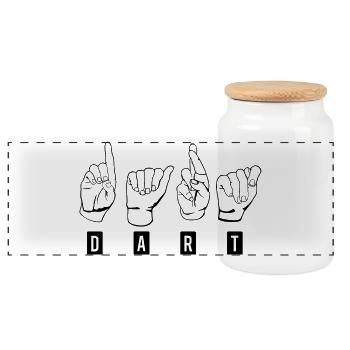 Darts,Darts,Darts-Sign Language-Black - Panoramic Cookie Jar with Wooden Lid - white - Front