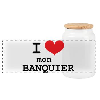 Ich liebe meinen Banker - Panorama Keksdose mit Holzdeckel - Weiß - Vorne