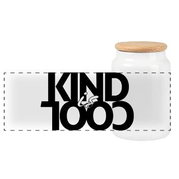 Kind is Cool - Panoramic Cookie Jar with Wooden Lid - white - Front