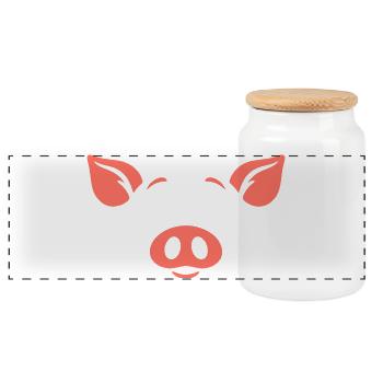 Ferkel | Big Face Kostüm Karneval Verkleidung - Panorama Keksdose mit Holzdeckel - Weiß - Vorne