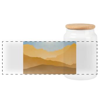 Goldene Gipfel bei Sonnenaufgang - Panorama Keksdose mit Holzdeckel - Weiß - Vorne