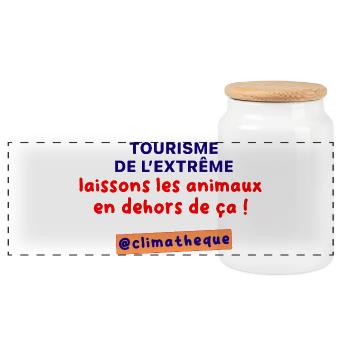 Tourisme_de_lextreme_laissons_les_animaux_en_dehor - Boîte à biscuits avec couvercle en bois - blanc - Devant