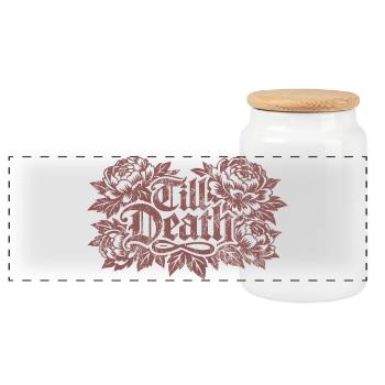 Till Death Florale Gothic | Valentine's Day - Panoramic Cookie Jar with Wooden Lid - white - Front