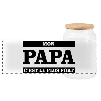 Mon papa c'est le plus fort  - Boîte à biscuits avec couvercle en bois - blanc - Devant