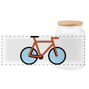 Orange Bicycle Silhouette in Pop Style - Panoramic Cookie Jar with Wooden Lid - white - Front