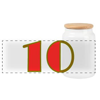 10. 10 YEARS. 10th ANNIVERSARY. 10 YEAR ANNIVERSARY. - Panoramic Cookie Jar with Wooden Lid - white - Front