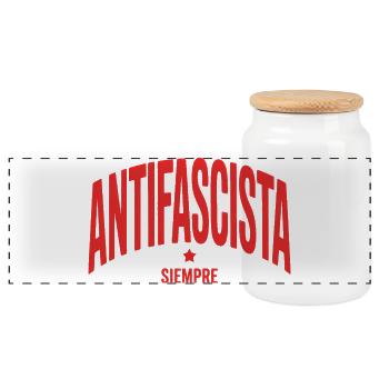 Antifascista Siempre - Antifa Tee - Panoramic Cookie Jar with Wooden Lid - white - Front