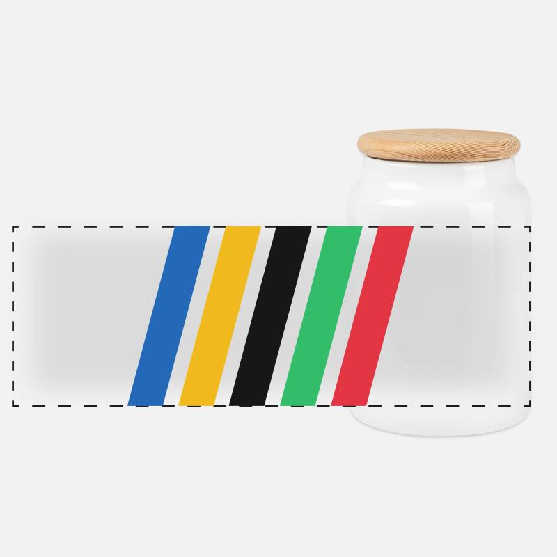 Bandes de couleur - Boîte à biscuits avec couvercle en bois - blanc
