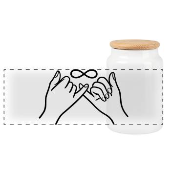 Pinkie Promise Infinity Minimal Line Art Design - Panoramic Cookie Jar with Wooden Lid - white - Front