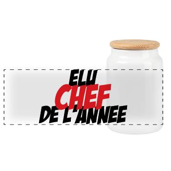 Élu Chef de l'Année - Boîte à biscuits avec couvercle en bois - blanc - Devant