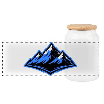 Mountains Symbol Alps - Panoramic Cookie Jar with Wooden Lid - white - Front