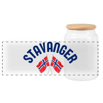 Stavanger-Norwegen-Flaggen - Panorama Keksdose mit Holzdeckel - Weiß - Vorne