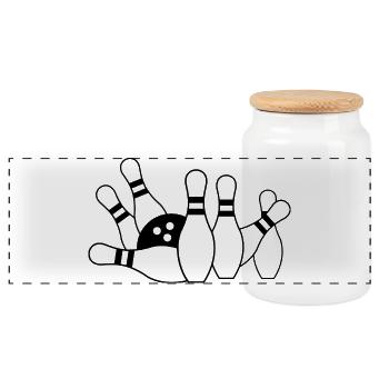Pilules de bowling et boule - Boîte à biscuits avec couvercle en bois - blanc - Devant