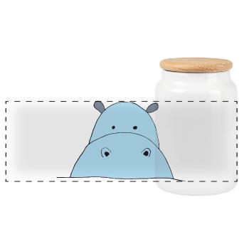 Blue Hippo Eye-catcher - Panoramic Cookie Jar with Wooden Lid - white - Front