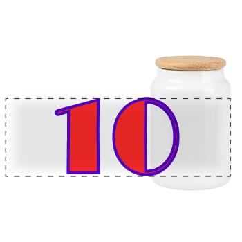 10. 10 JAHRE. 10-JÄHRIGES JUBILÄUM. 10-JÄHRIGES JUBILÄUM. - Panorama Keksdose mit Holzdeckel - Weiß - Vorne