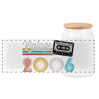 2006 Vintage Rétro Cadeau d’anniversaire - Boîte à biscuits avec couvercle en bois - blanc - Devant