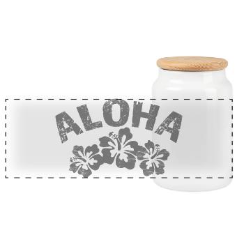Aloha Hibiscus Tropical Design - Boîte à biscuits avec couvercle en bois - blanc - Devant