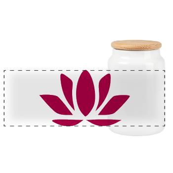 Fleur de lotus Fleur de lotus Fleur rouge Fleurs de nénuphar - Boîte à biscuits avec couvercle en bois - blanc - Devant