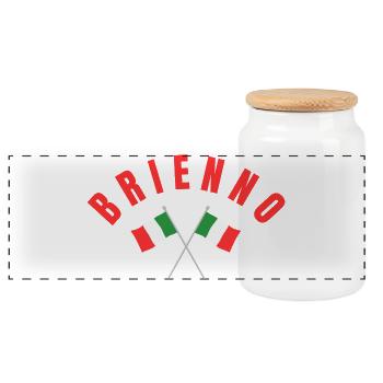 Brienno kreuzte italienische Flaggen - Panorama Keksdose mit Holzdeckel - Weiß - Vorne