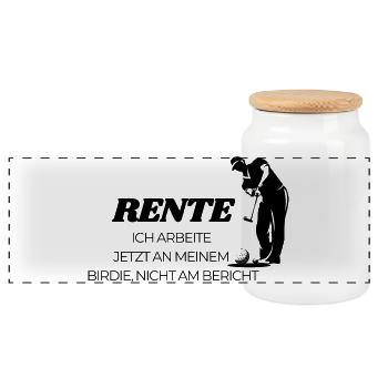 Golfer in Rente  - Panorama Keksdose mit Holzdeckel - Weiß - Vorne