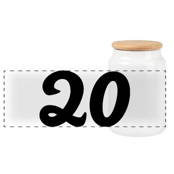 20. 20e ANNIVERSAIRE. ANNIVERSAIRE 20 ANS. 20 ANS. - Boîte à biscuits avec couvercle en bois - blanc - Devant
