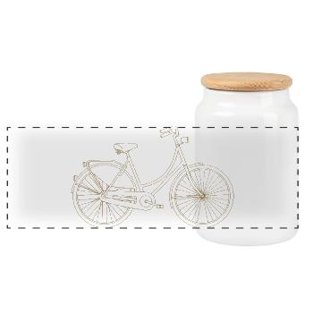 Bicycle Retro City Bike Gift Dutch Bike Style - Panoramic Cookie Jar with Wooden Lid - white - Front