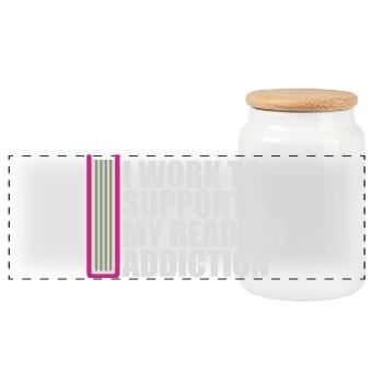 Je travaille pour soutenir mon logo de livres sur la dépendance à la lecture - Boîte à biscuits avec couvercle en bois - blanc - Devant