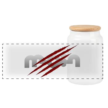 Hello - Panoramic Cookie Jar with Wooden Lid - white - Front