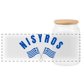 Nisyros griechische Flaggen - Panorama Keksdose mit Holzdeckel - Weiß - Vorne